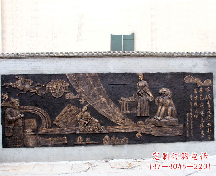 温州“汉代重气质,牡丹留正色”中国传统文化浮雕壁画,玻璃钢仿铜园林墙壁装饰壁画