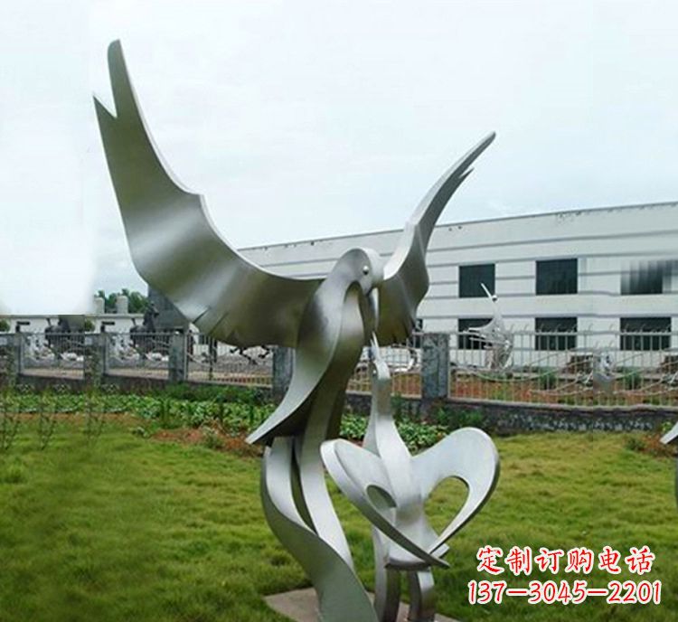 温州“喂食”不锈钢动物鸟类景观雕塑，公园校园中国文化传承雕塑