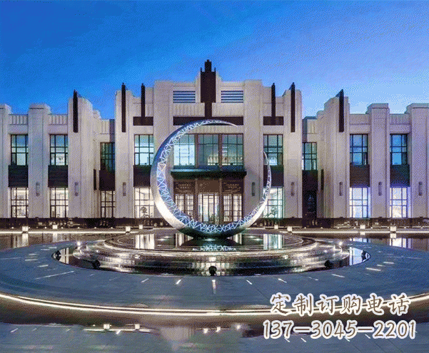温州城市不锈钢月亮摆件雕塑