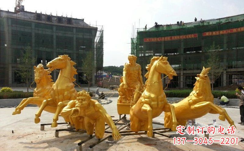 温州阿波罗战车玻璃钢仿铜景观雕塑
