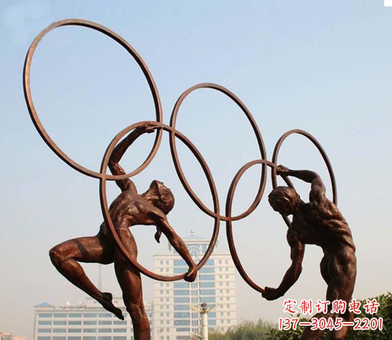 温州奥运五环和运动员铜雕