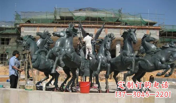 温州八马踏浪阿波罗战车景观铜雕