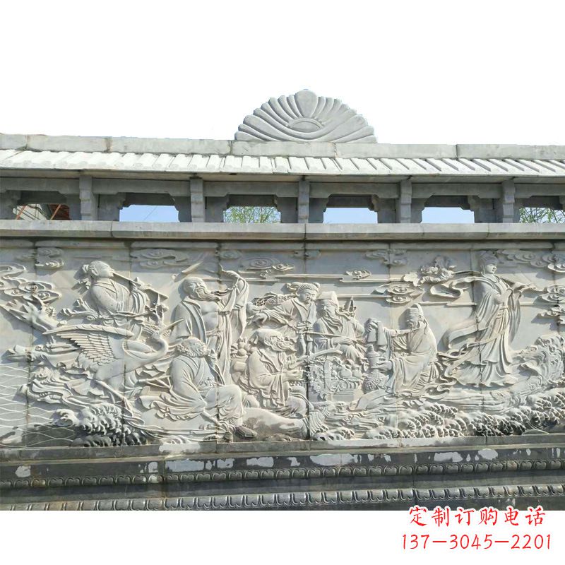 温州八仙寺庙浮雕墙画