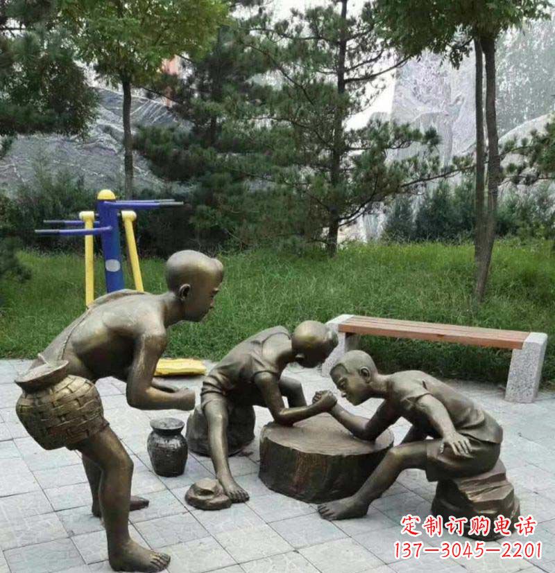温州掰手腕儿童铜雕