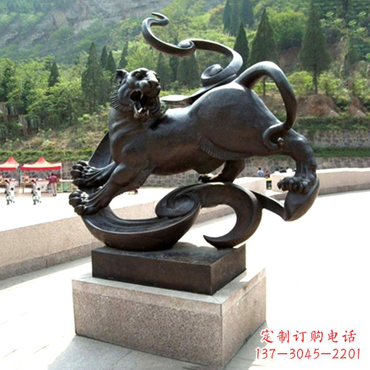 温州白虎神兽铜雕-纯铜铸造广场文化动物雕塑摆件