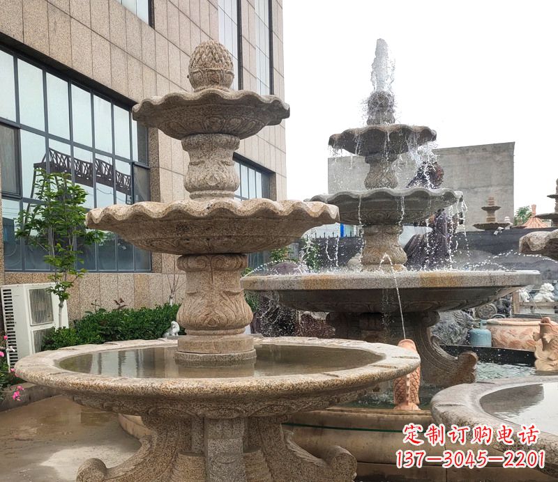 温州白麻天然石欧式喷泉雕塑