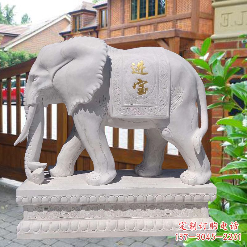 温州白石雕大象