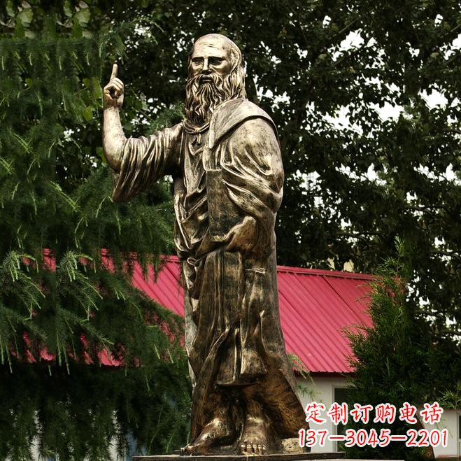 温州柏拉图玻璃钢仿铜雕像-世界名人古希腊著名哲学家雕塑