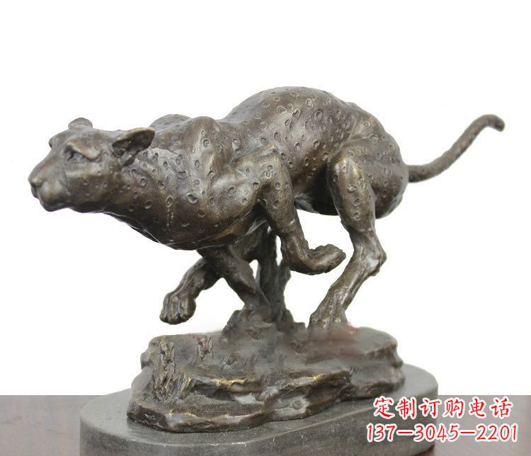 温州豹子动物铜雕