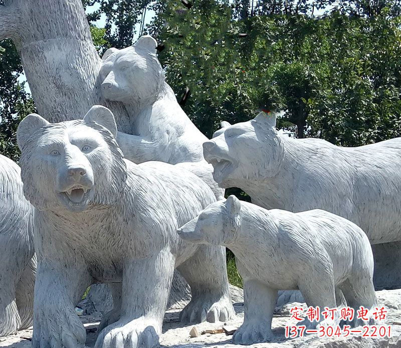 温州北极熊石雕大理石动物雕塑