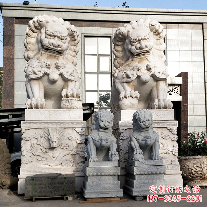 温州北京的石狮子-景区园林大型汉白玉看门神兽