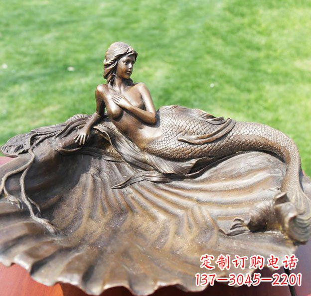 温州贝壳上的美人鱼园林景观铜雕