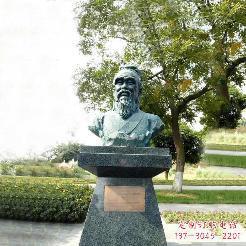 温州扁鹊石雕头像-公园中国古代十大名医历史著名医学人物雕塑