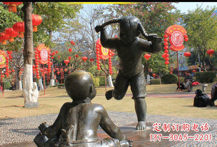 温州表演的儿童公园人物铜雕塑