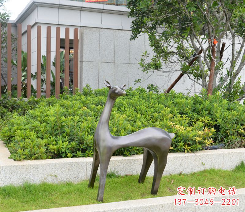 温州别墅抽象小鹿铜雕