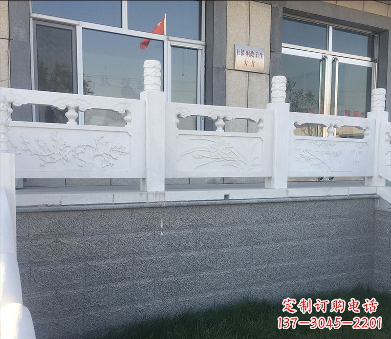 温州别墅汉白玉栏板景观石雕 (2)