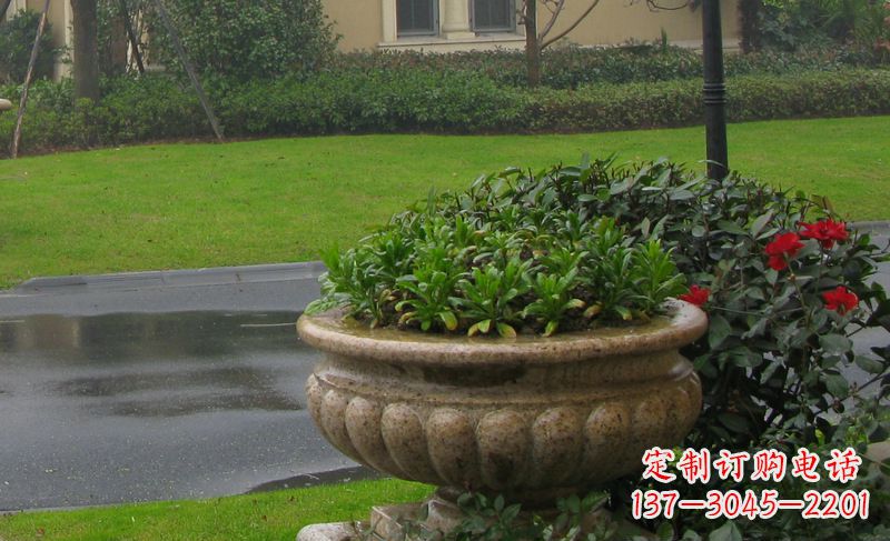 温州别墅景观大理石花盆石雕 (4)
