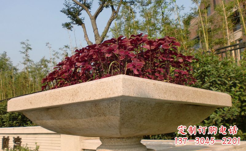 温州别墅景观大理石花盆石雕_1