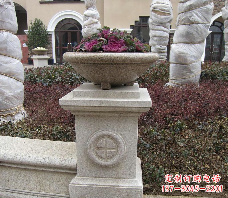 温州别墅景观大理石花盆石雕_2