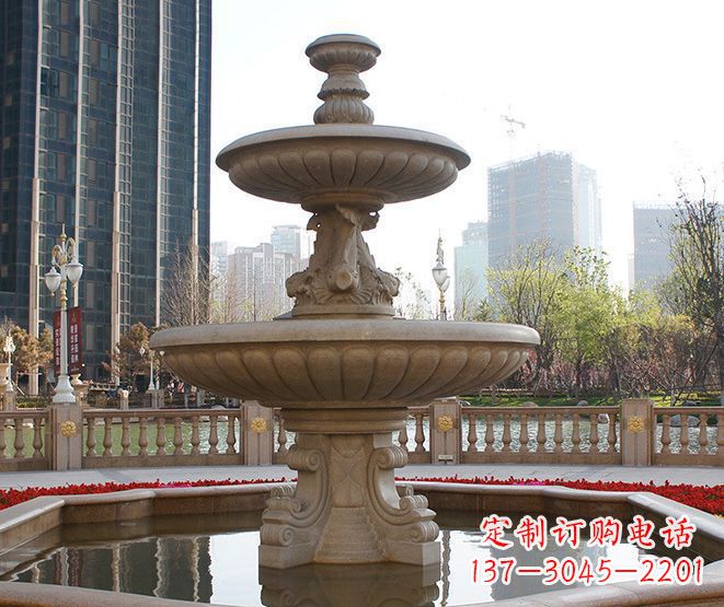 温州别墅景观大型喷泉石雕