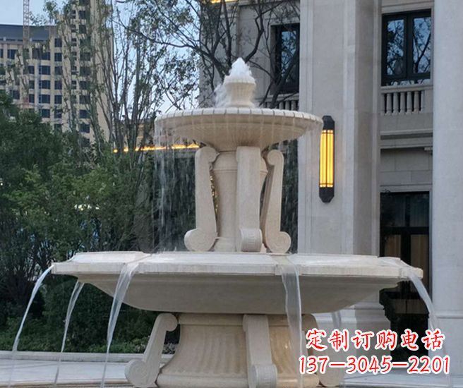 温州别墅景观汉白玉喷泉石雕 (2)