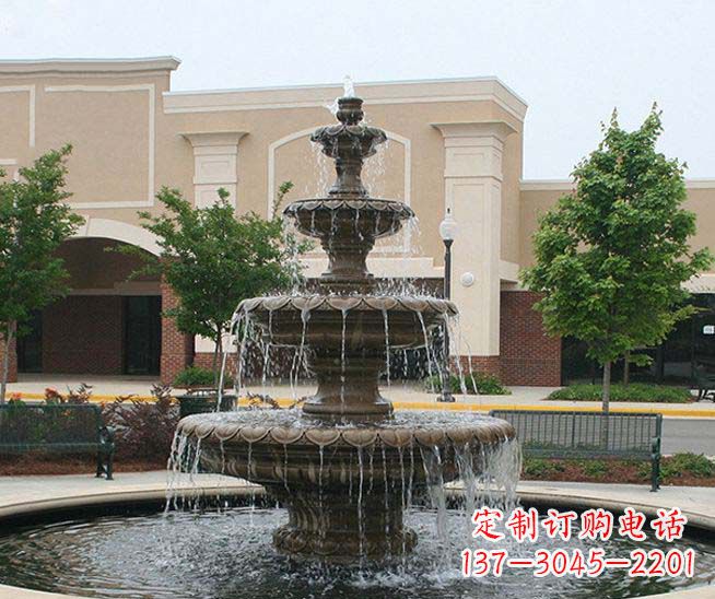 温州别墅景观石雕多层喷泉雕塑 (3)