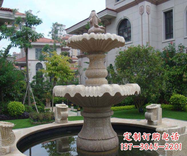 温州别墅景观石雕多层喷泉雕塑