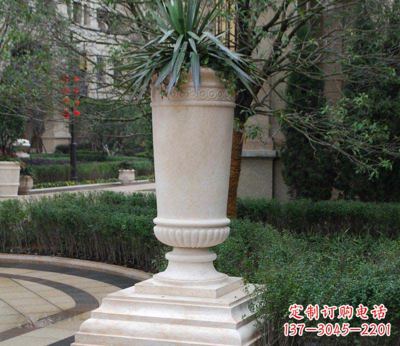 温州别墅景观石雕花盆