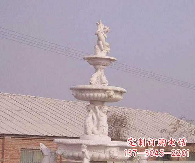 温州别墅景观天使喷泉石雕 (2)