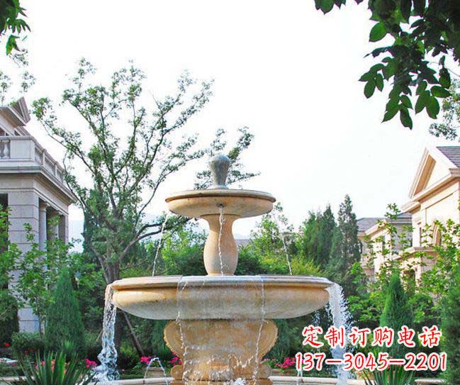 温州别墅景观晚霞红喷泉石雕