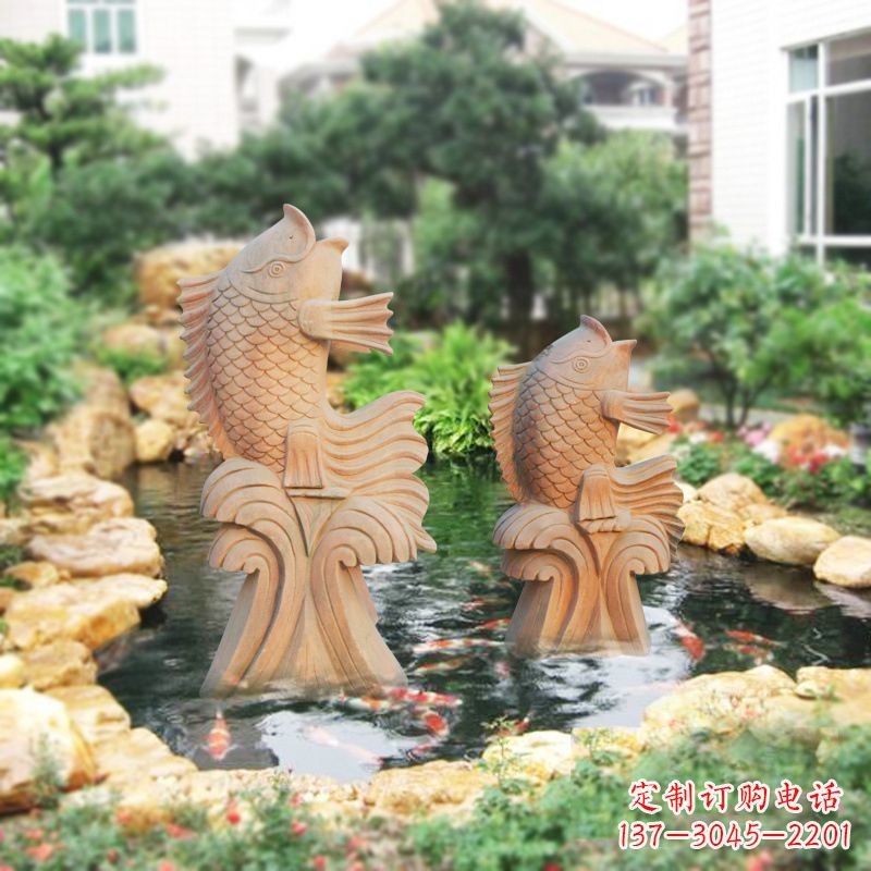 温州别墅庭院吉祥招财石雕鱼喷泉雕塑