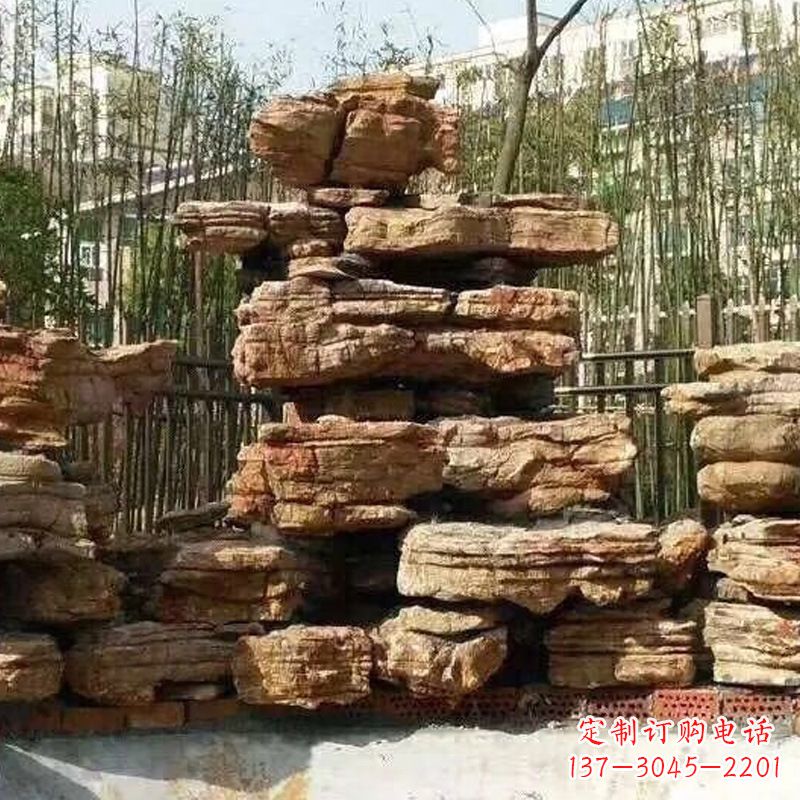 温州别墅庭院千层石奇石假山