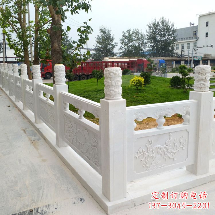 温州别墅园林大理石石雕栏板护栏