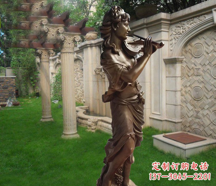 温州别墅西方女人玻璃钢仿铜景观雕塑