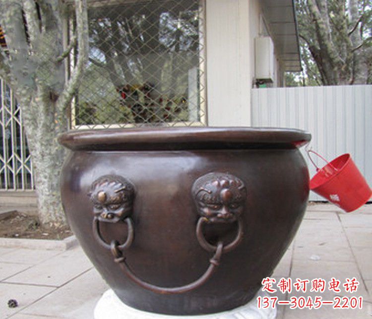 温州别墅招财水缸铜雕塑摆件 (2)