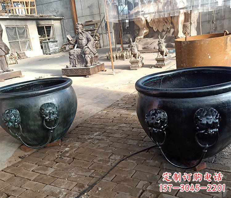 温州别墅招财水缸铜雕塑摆件 (3)