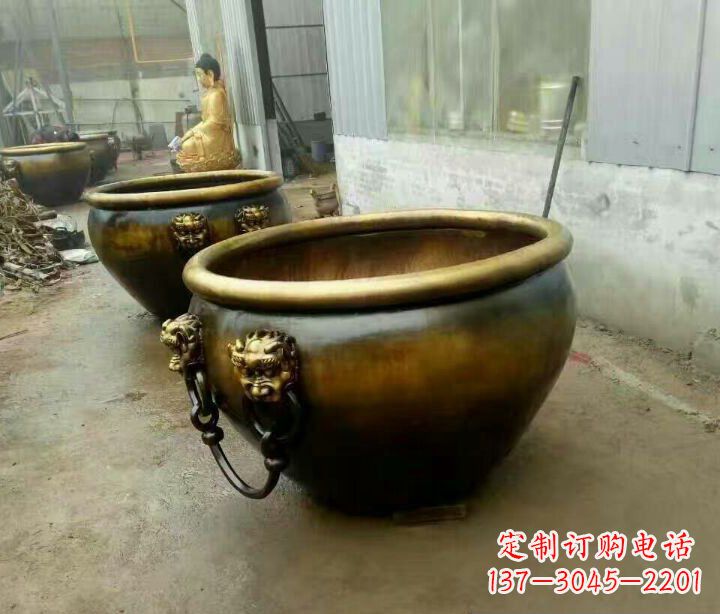 温州别墅招财水缸铜雕塑摆件 (4)