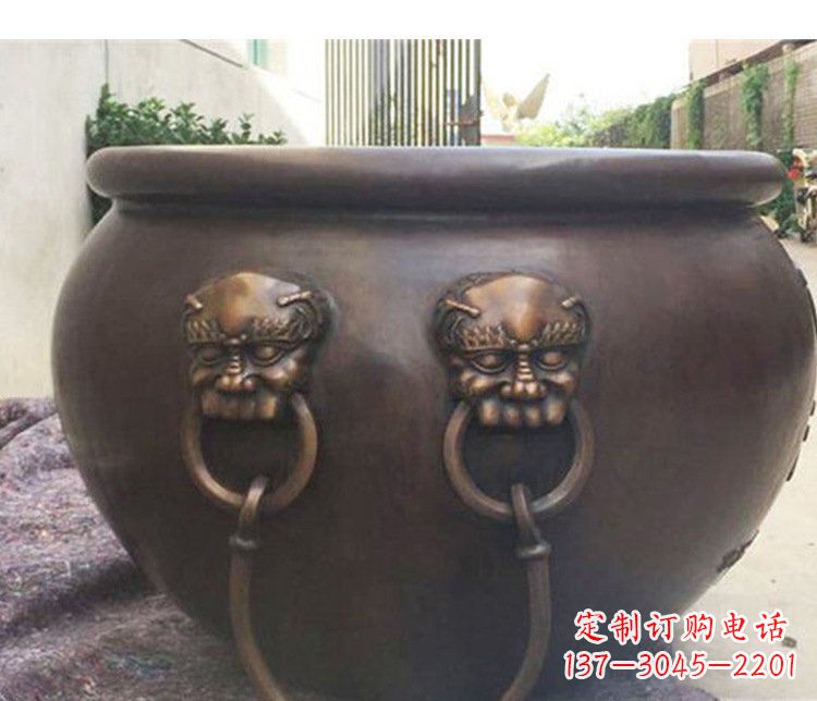 温州别墅招财水缸铜雕塑摆件