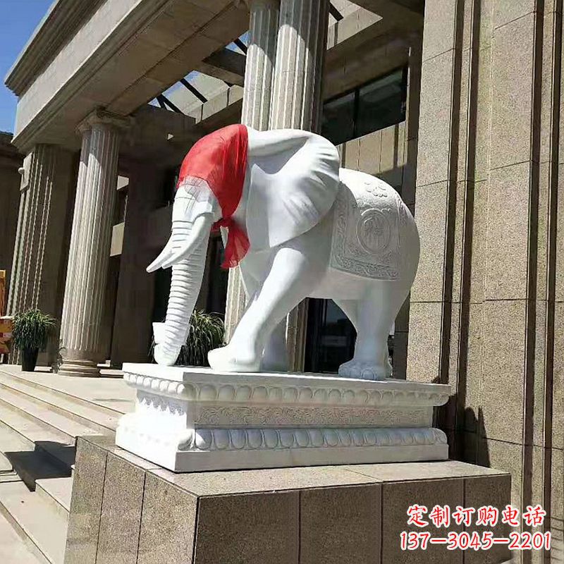 温州宾馆酒店看门大象汉白玉吉祥动物石雕