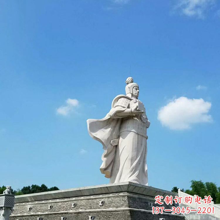 温州兵仙韩信汉白玉石雕-景区古代著名将领军事家雕像