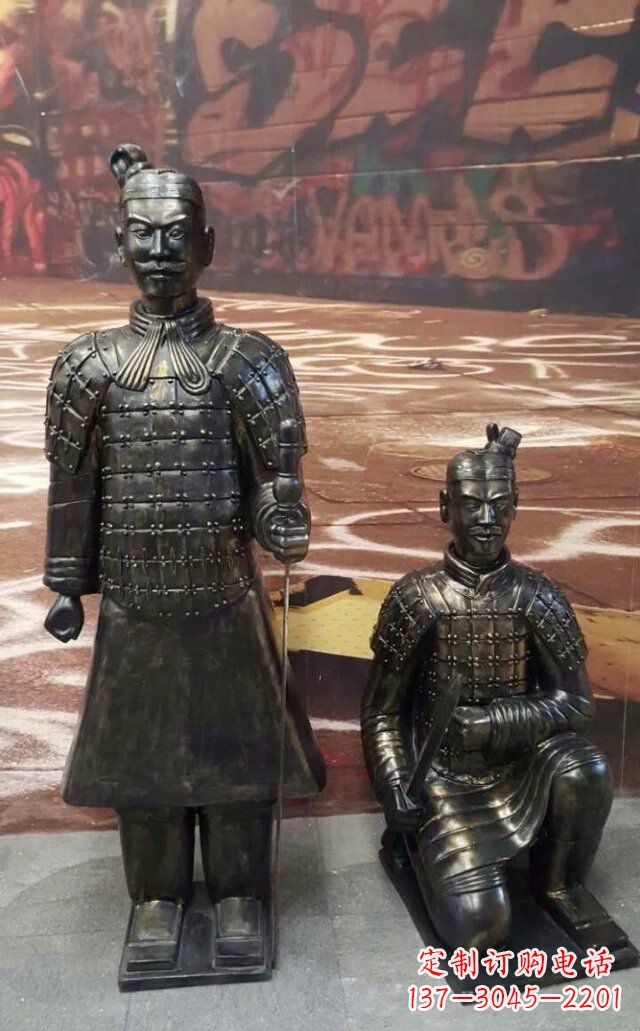 温州兵马俑玻璃钢仿铜人物雕塑