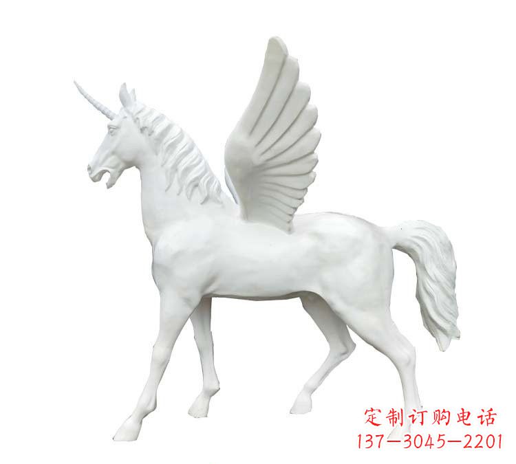 温州玻璃钢白色飞马雕塑