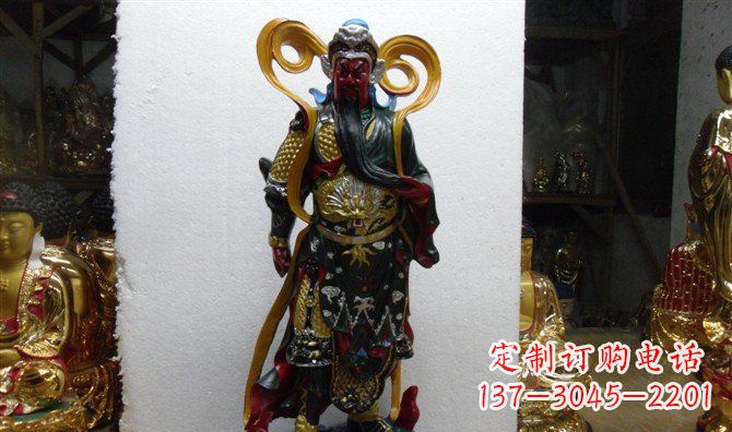 温州玻璃钢彩绘持刀关公
