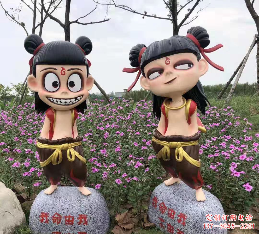 温州玻璃钢彩绘哪吒卡通人物