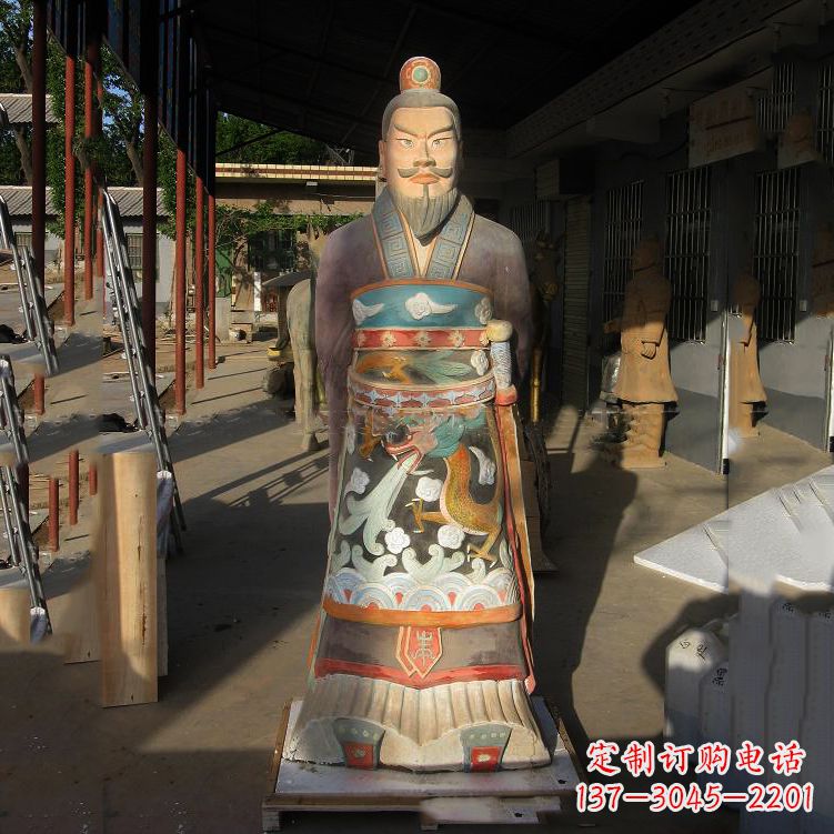 温州玻璃钢彩绘秦始皇塑像