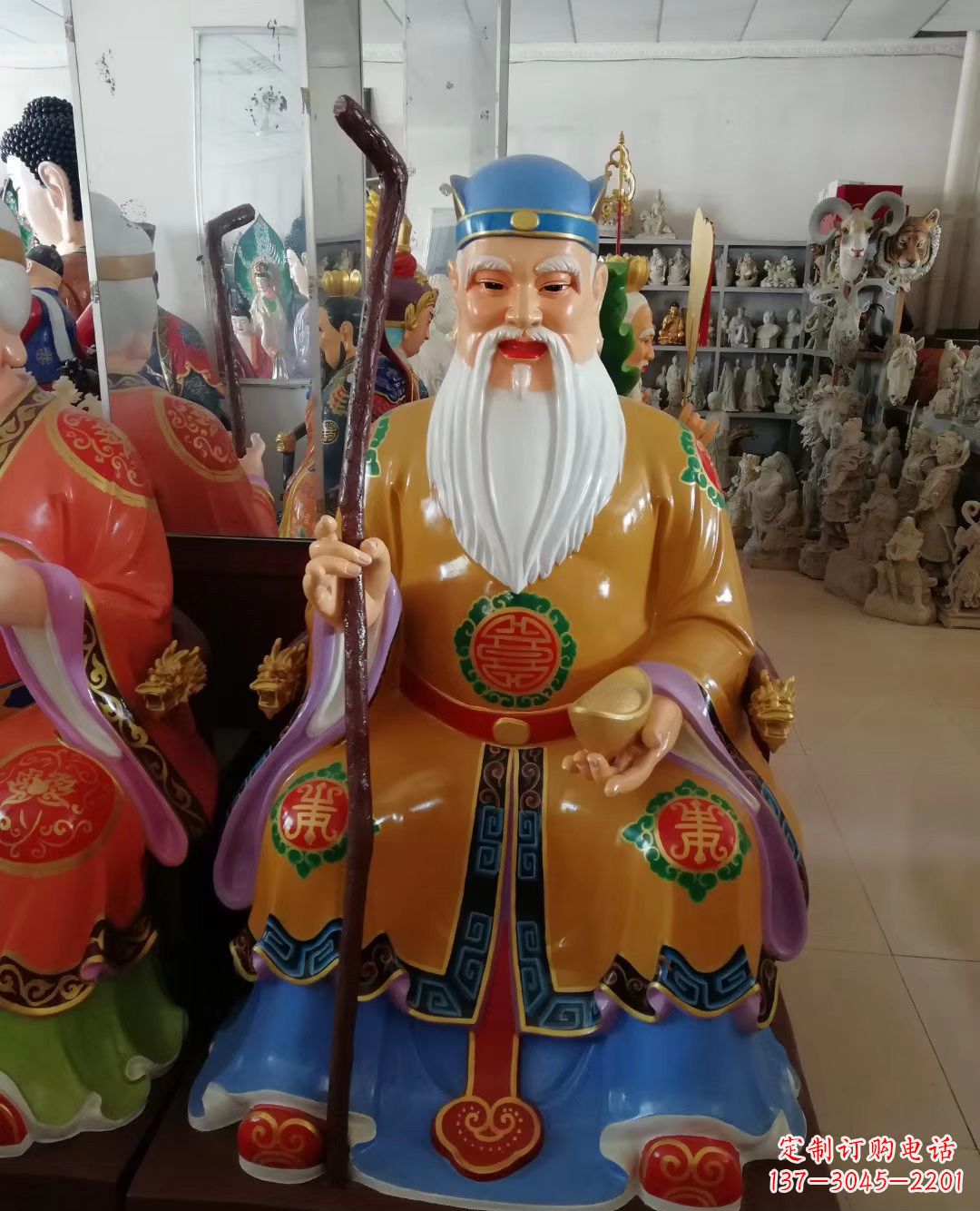 温州玻璃钢彩绘神像土地公雕塑