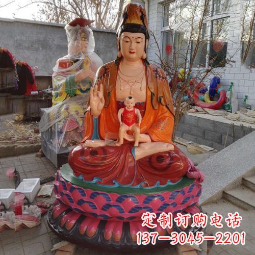 温州玻璃钢彩绘送子观音雕塑