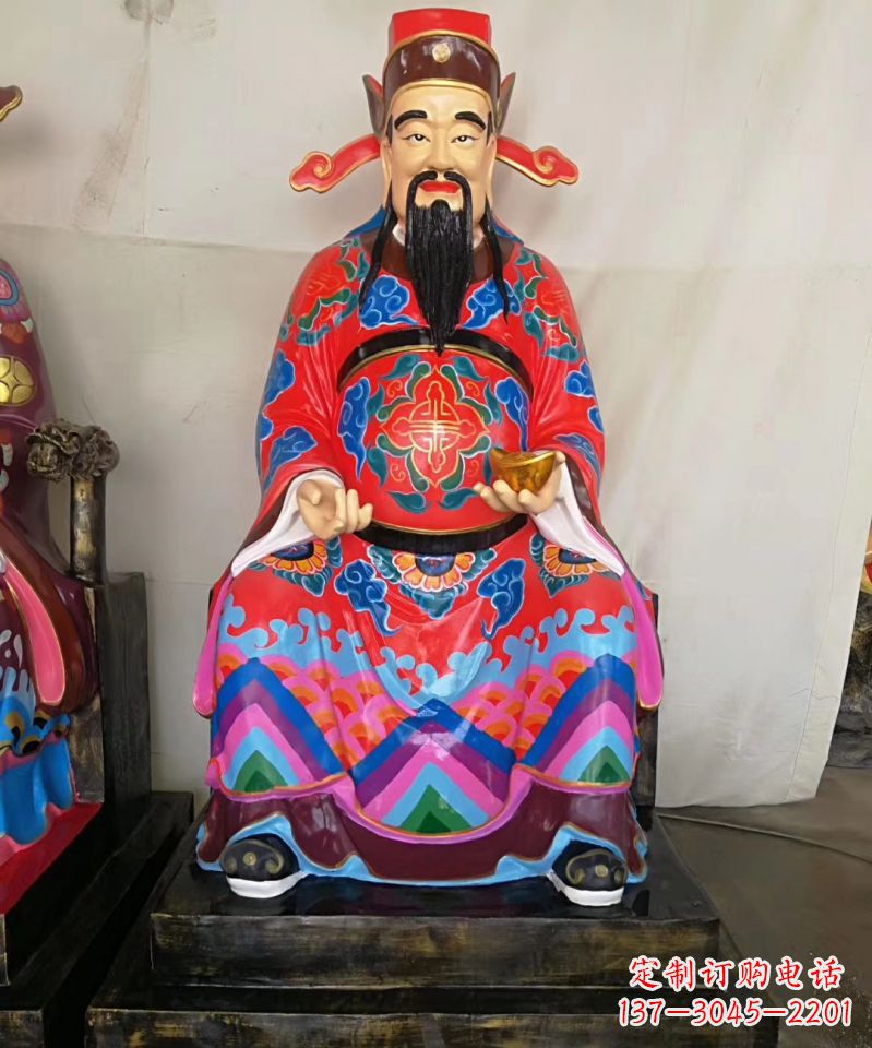 温州玻璃钢彩绘文财神神像雕塑