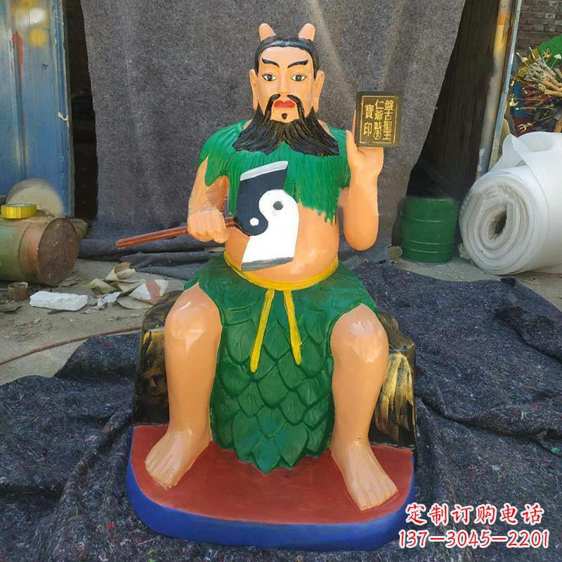 温州玻璃钢彩绘五榖神农大帝雕像