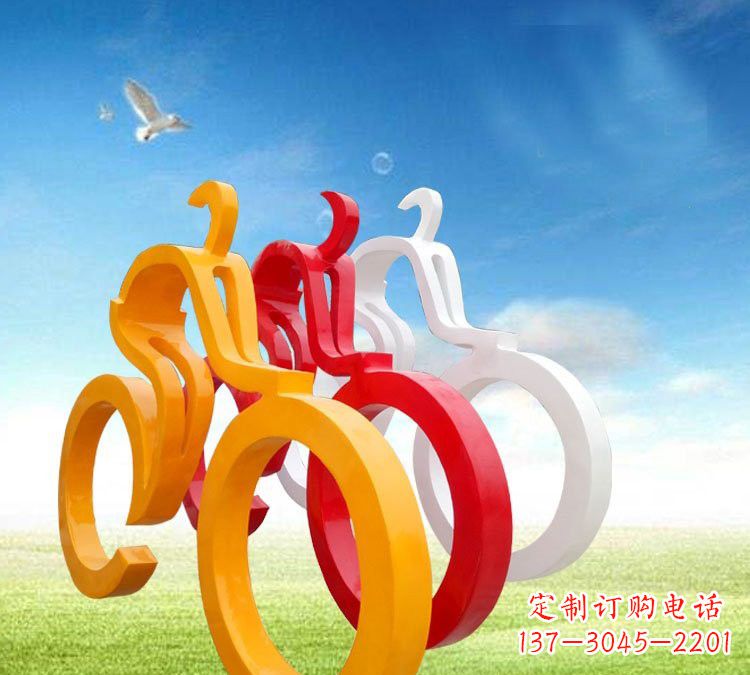 温州玻璃钢抽象骑自行车人物
